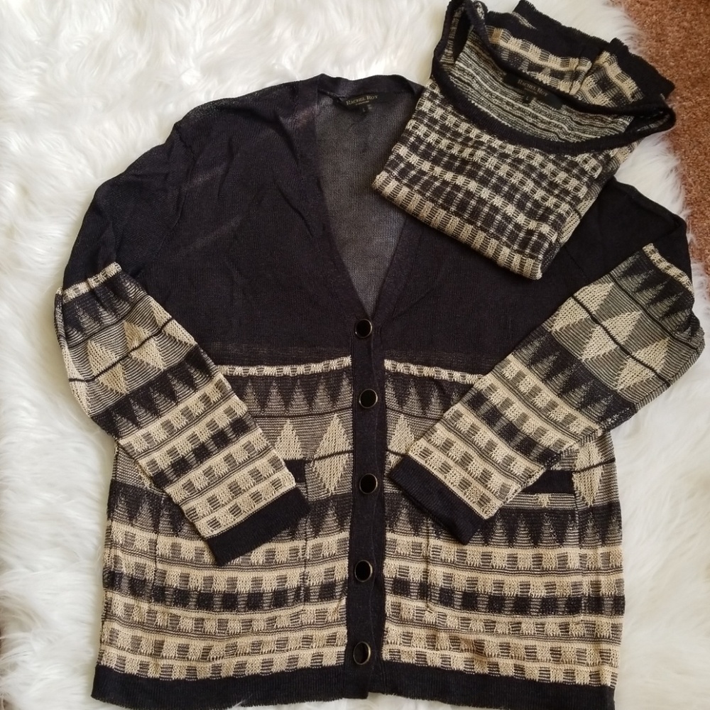 Rachel Roy pattern set Cardigan and top. Size L